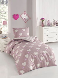 L'essentiel linge de maison Herz - Dusty Rose - Juego de funda nórdica individual